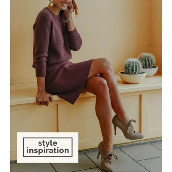 Talbots Booties Heels Suede Leather Tan Beige Lace Up Ribbon Retro Pinup Fall 8B - Picture 11 of 11